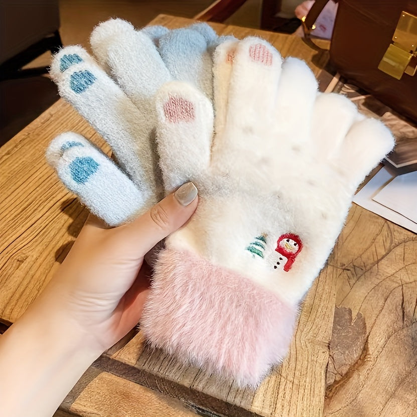 Winter Touch Screen Gloves for Women - Spandex Material, Hand Washable, Elastic, Water-Resistant Non-Slip Mittens with Keep Warm Function - Embossed Design for Outdoor Activities